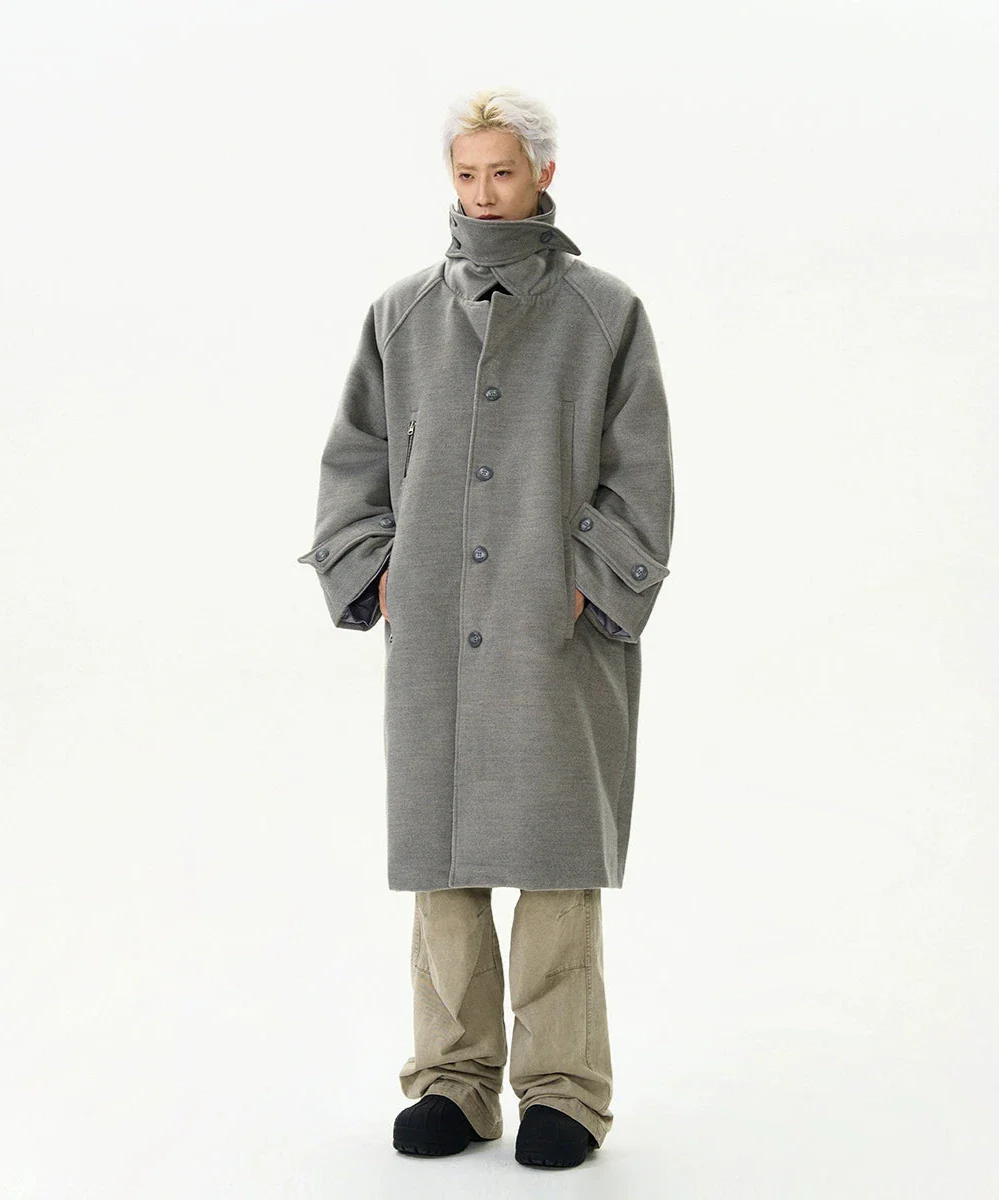 Oversized Panel-Layered Long Overcoat - Image 4