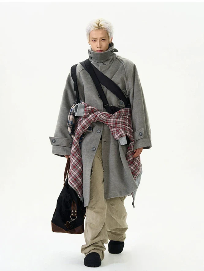 Oversized Panel-Layered Long Overcoat - Image 6