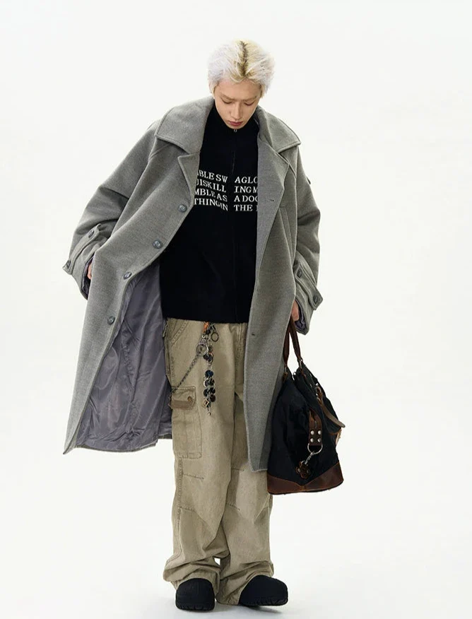 Oversized Panel-Layered Long Overcoat - Image 8