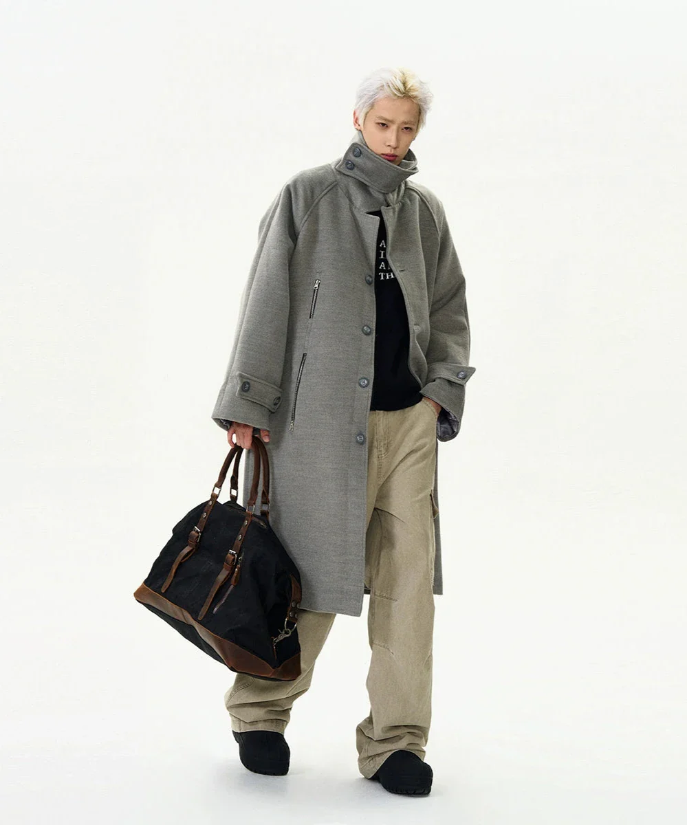 Oversized Panel-Layered Long Overcoat - Image 9
