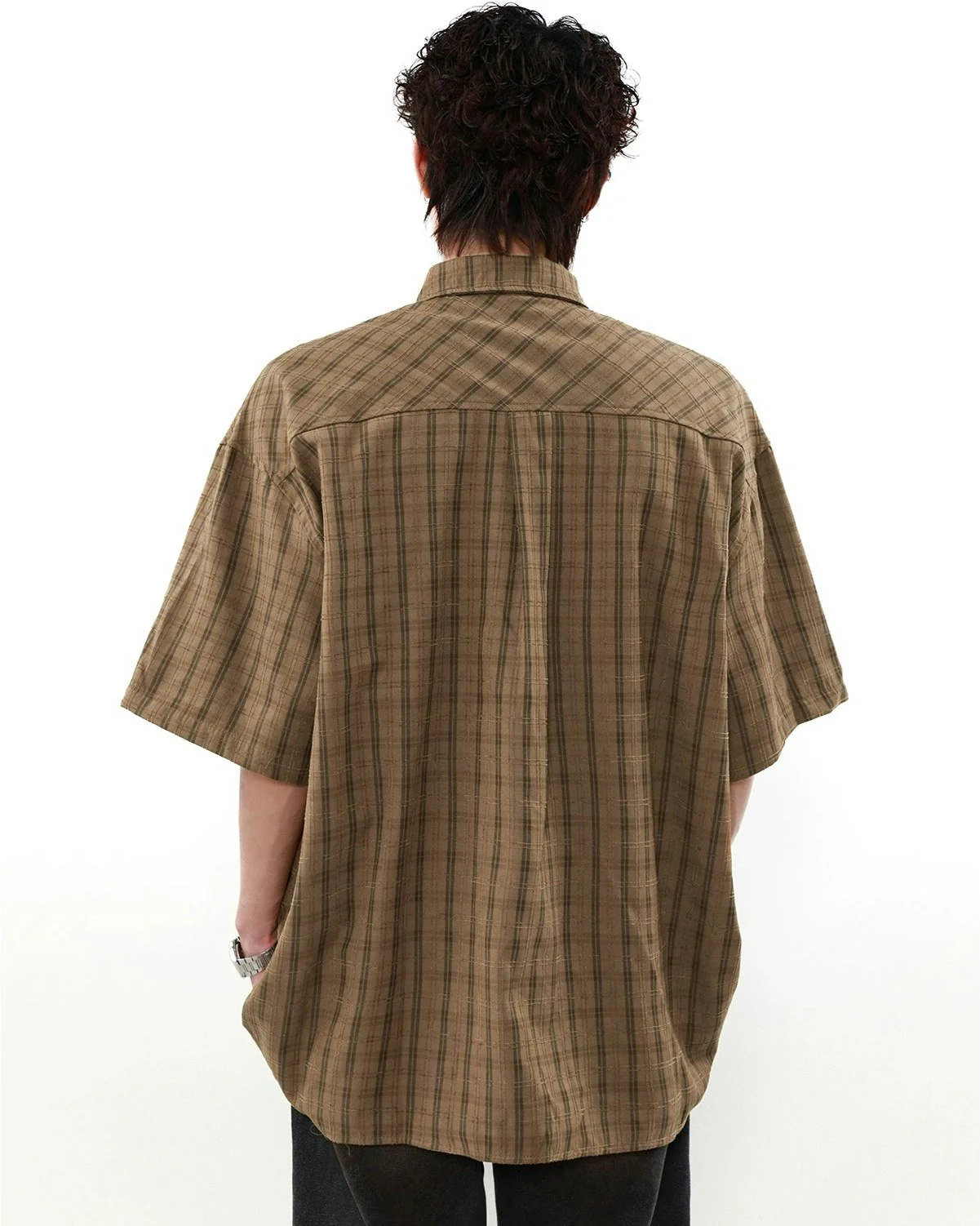 Oversized Plaid Button-Up Shirt - Image 3