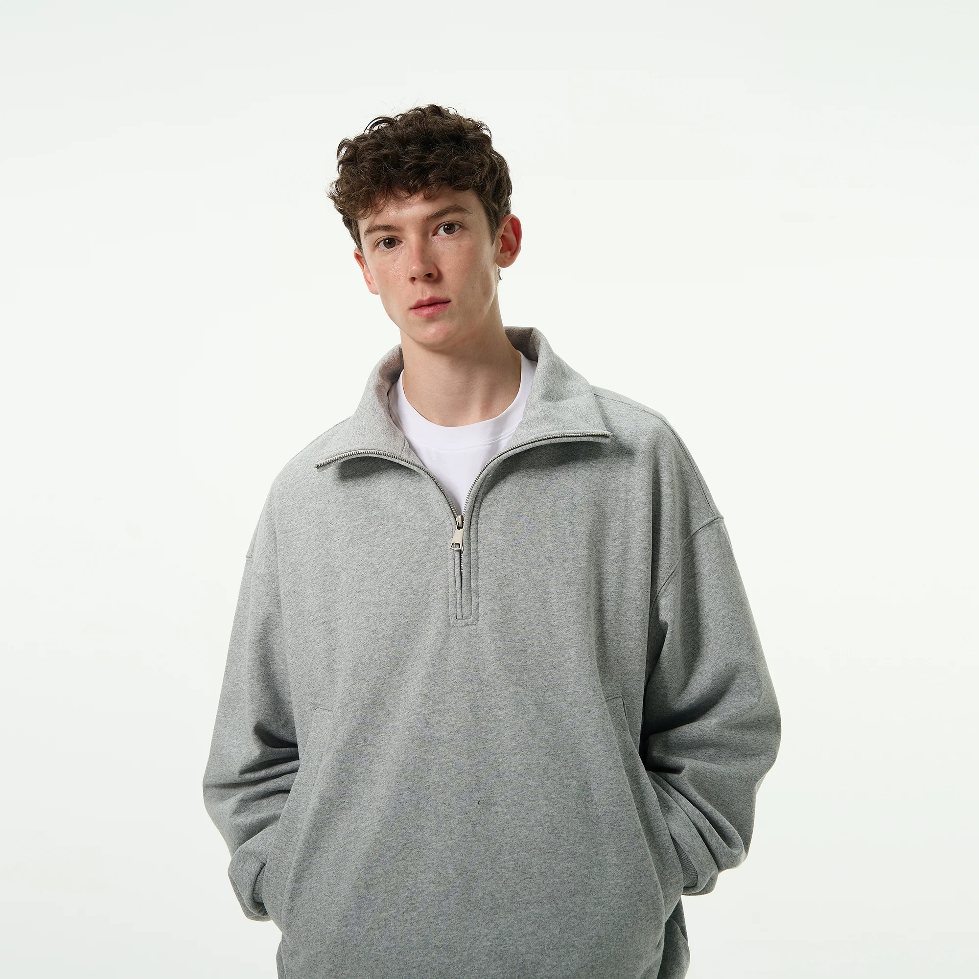 Oversized Quarter-Zip Drop Shoulder Sweatshirt - Image 2