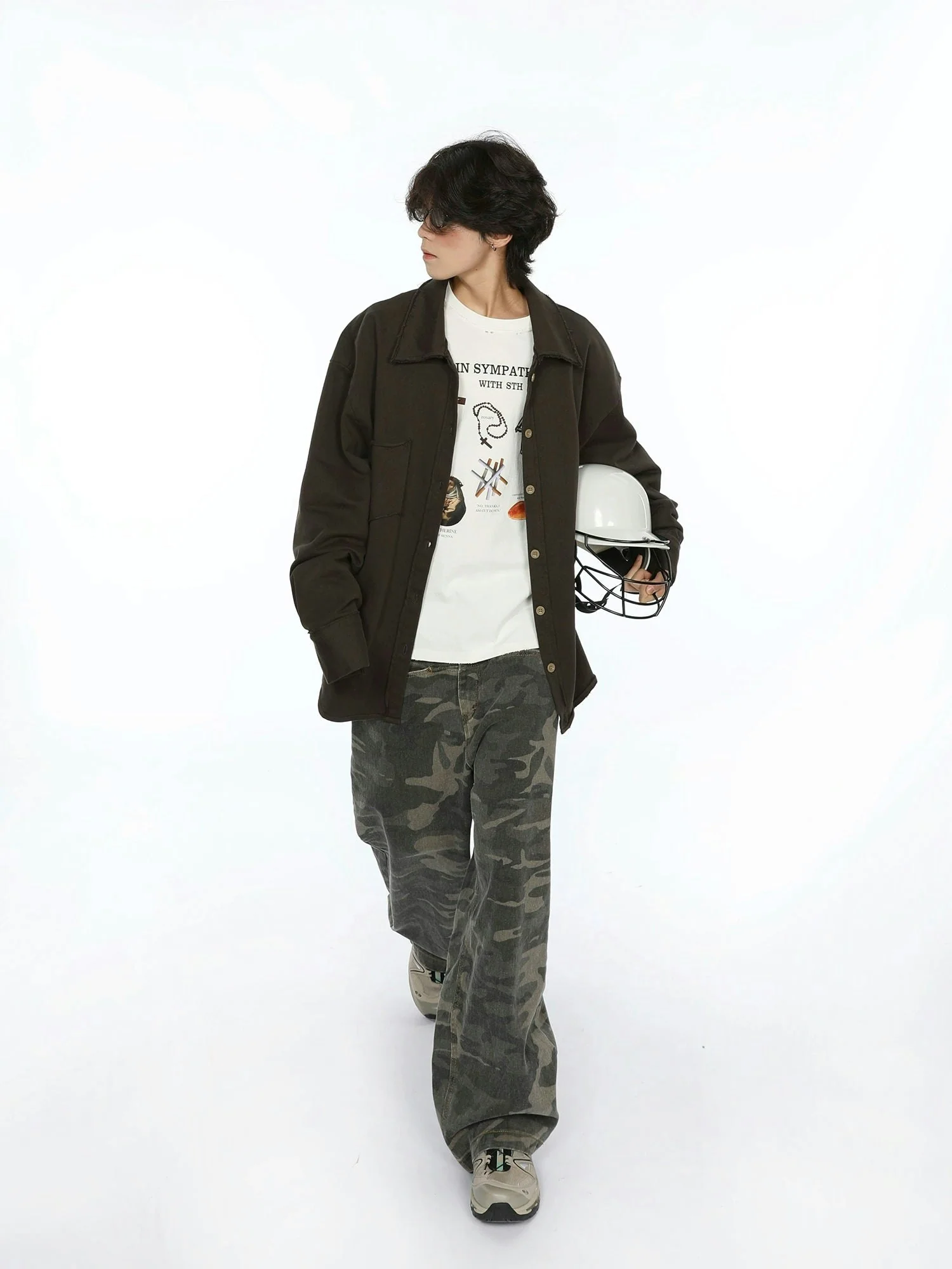 Oversized Raw-Edge Button-Down Shirt - Image 10