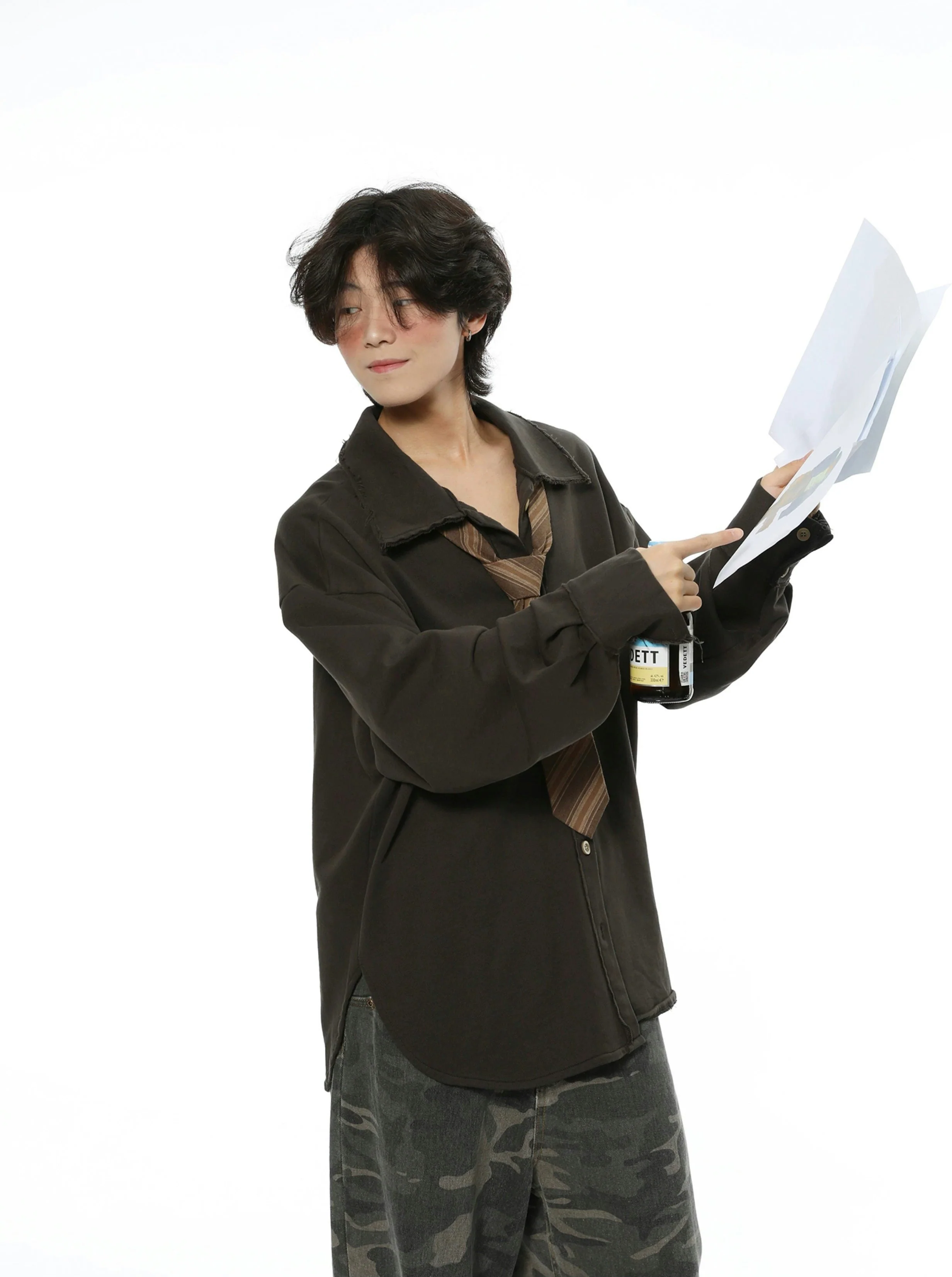 Oversized Raw-Edge Button-Down Shirt - Image 8