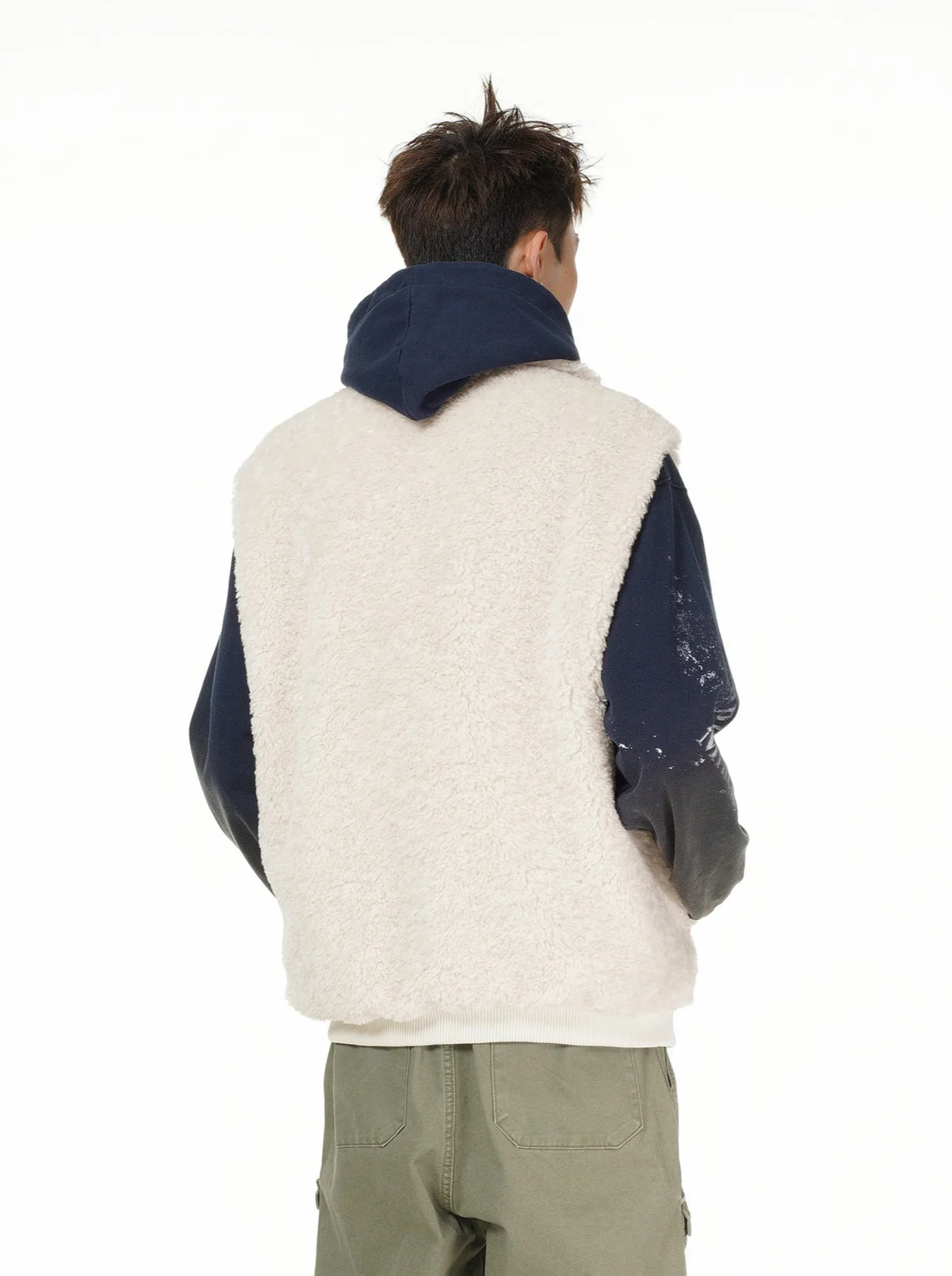 Oversized Reversible Sherpa Lined Zip Vest - Image 5