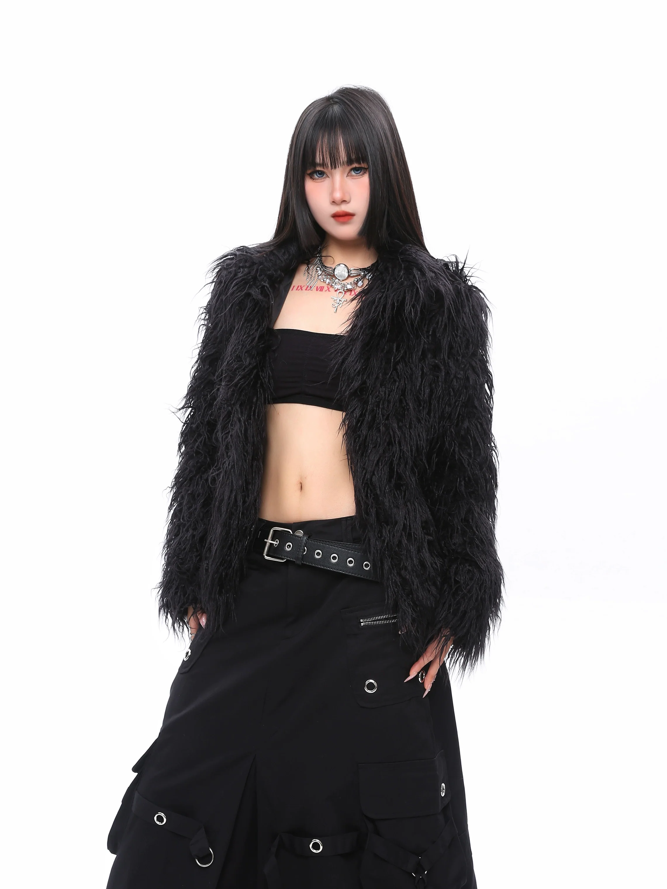 Oversized Shaggy Faux Fur Textured Coat - Image 3