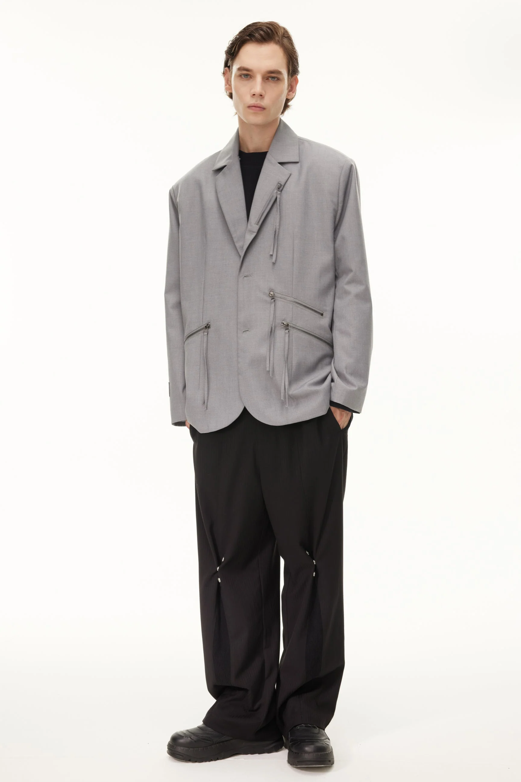Oversized Single Breasted Blazer with Tassel Zip Details - Image 4