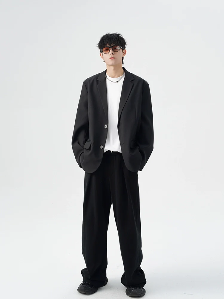 Oversized Single-Breasted Pleated Blazer with Notch Lapel - Image 10