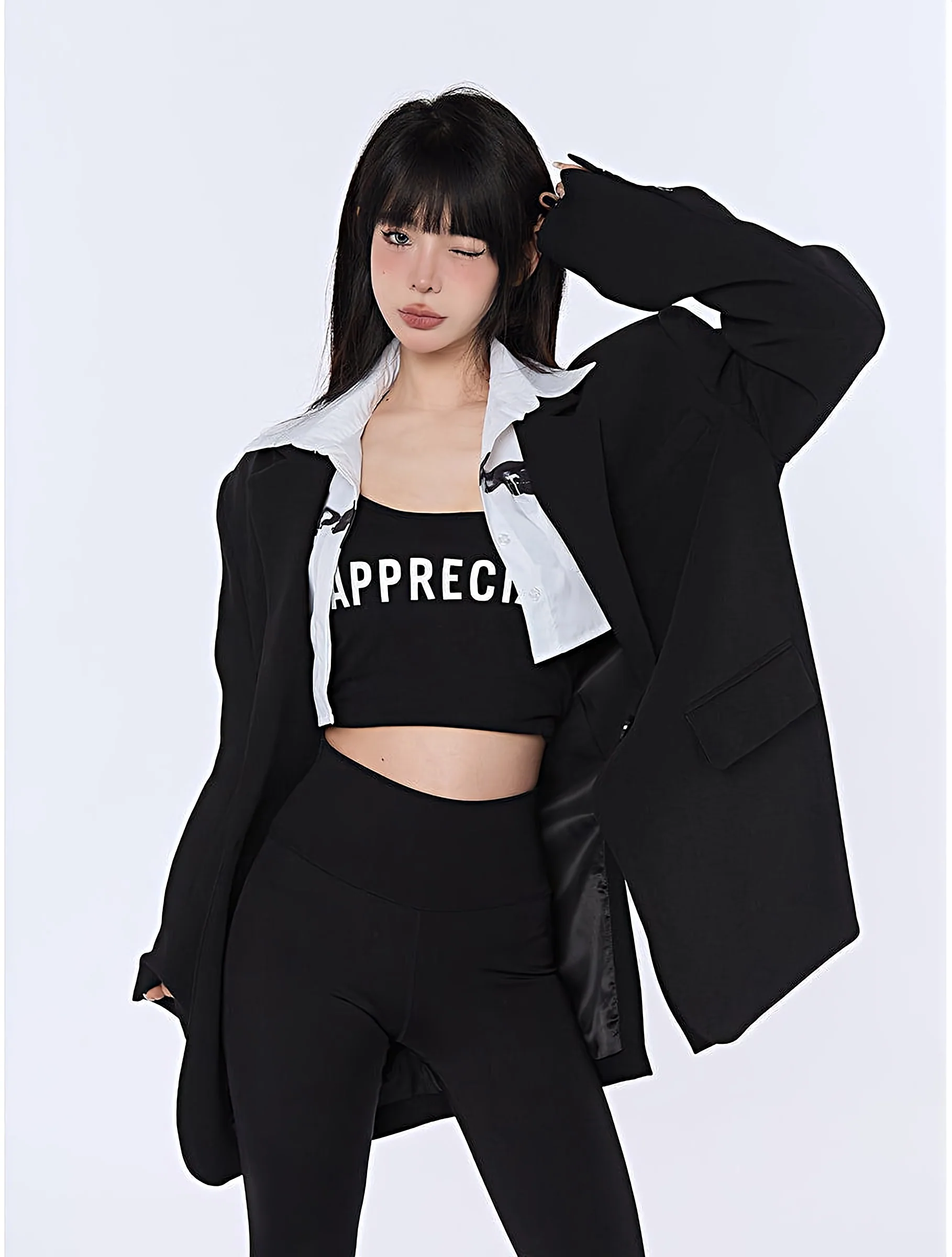 Oversized Solid Blazer with Notch Lapels - Image 14