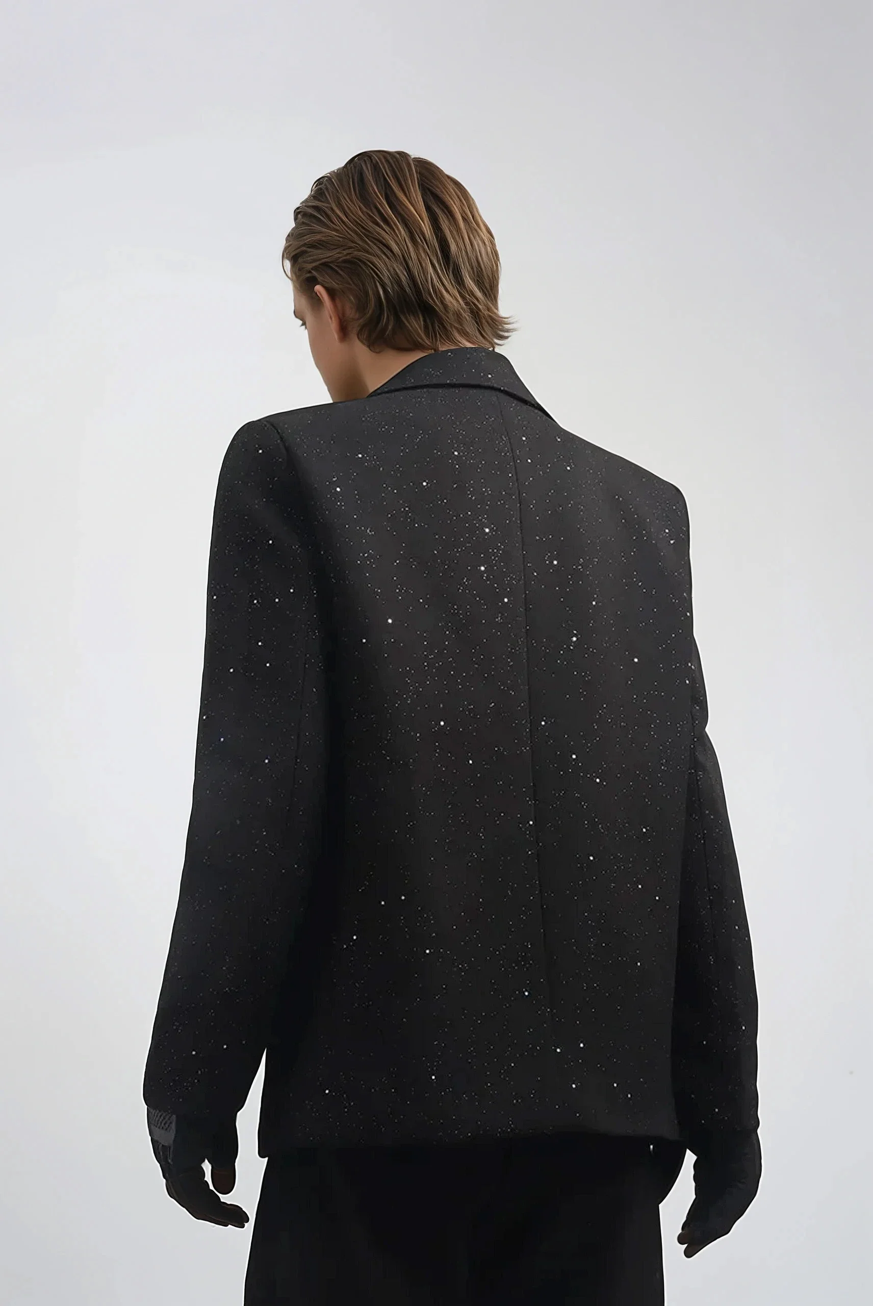 Oversized Starry Speckled Blazer with Pocket Pins - Image 7