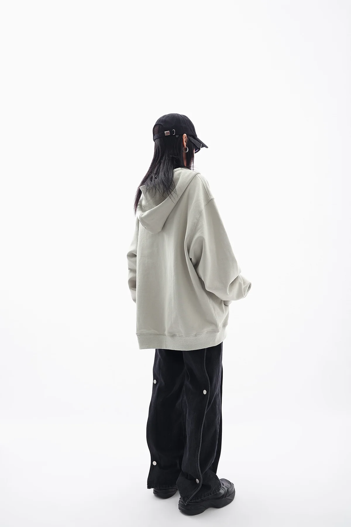 Oversized Studded Zip Hooded Jacket - Image 10