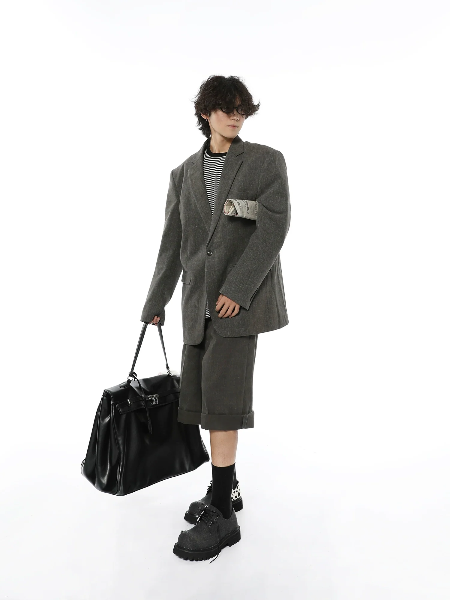 Oversized Textured Retro Blazer and Trousers Co-ord Set - Image 13