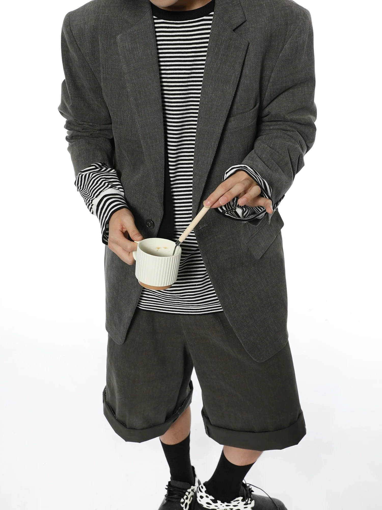 Oversized Textured Retro Blazer and Trousers Co-ord Set - Image 23