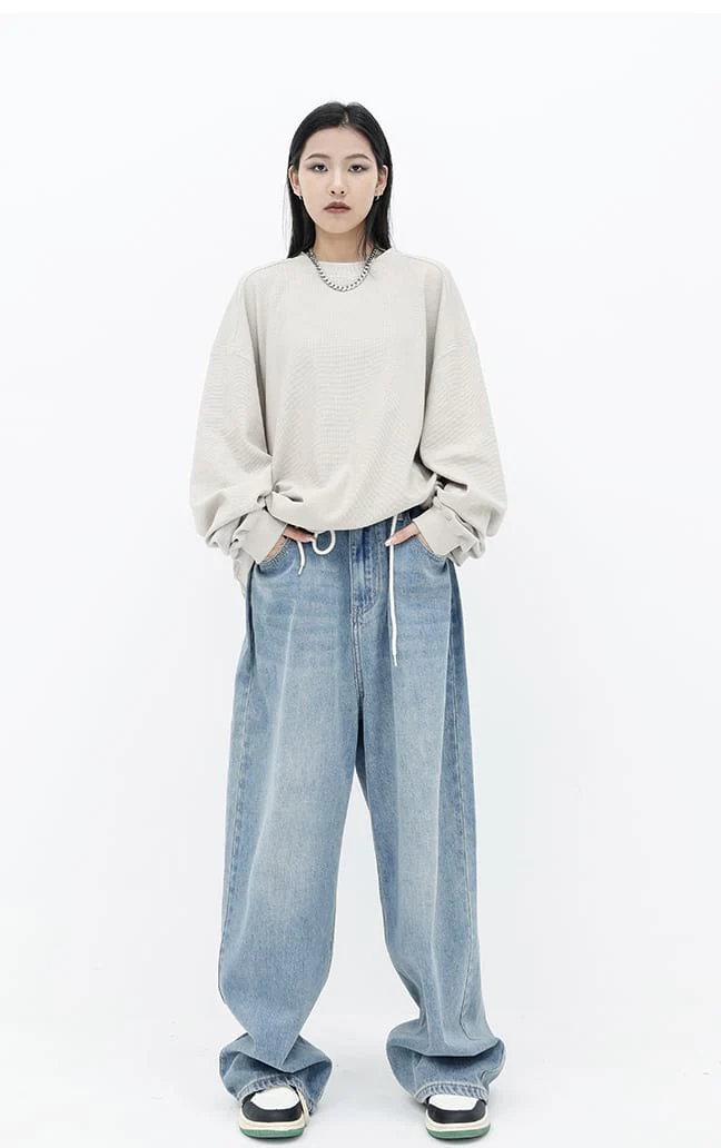 Oversized Waffle Textured Sweatshirt - Image 11