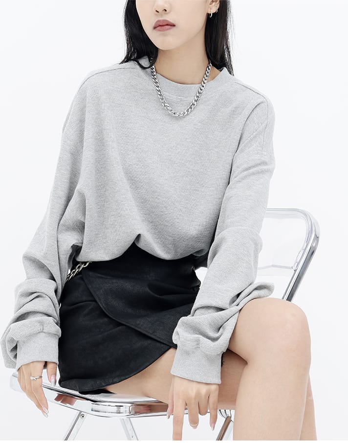 Oversized Waffle Textured Sweatshirt - Image 15
