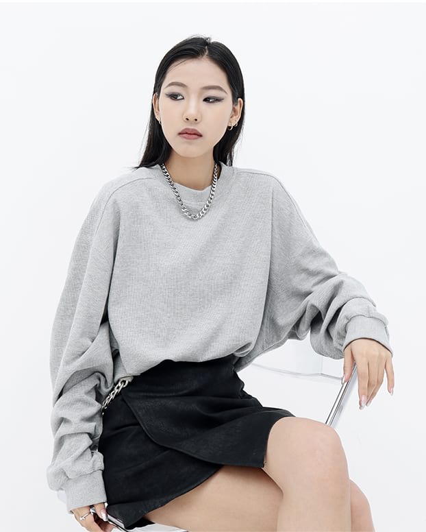 Oversized Waffle Textured Sweatshirt - Image 17
