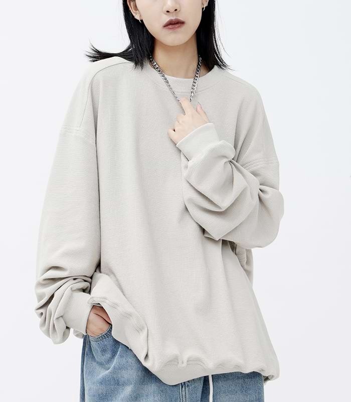 Oversized Waffle Textured Sweatshirt - Image 2