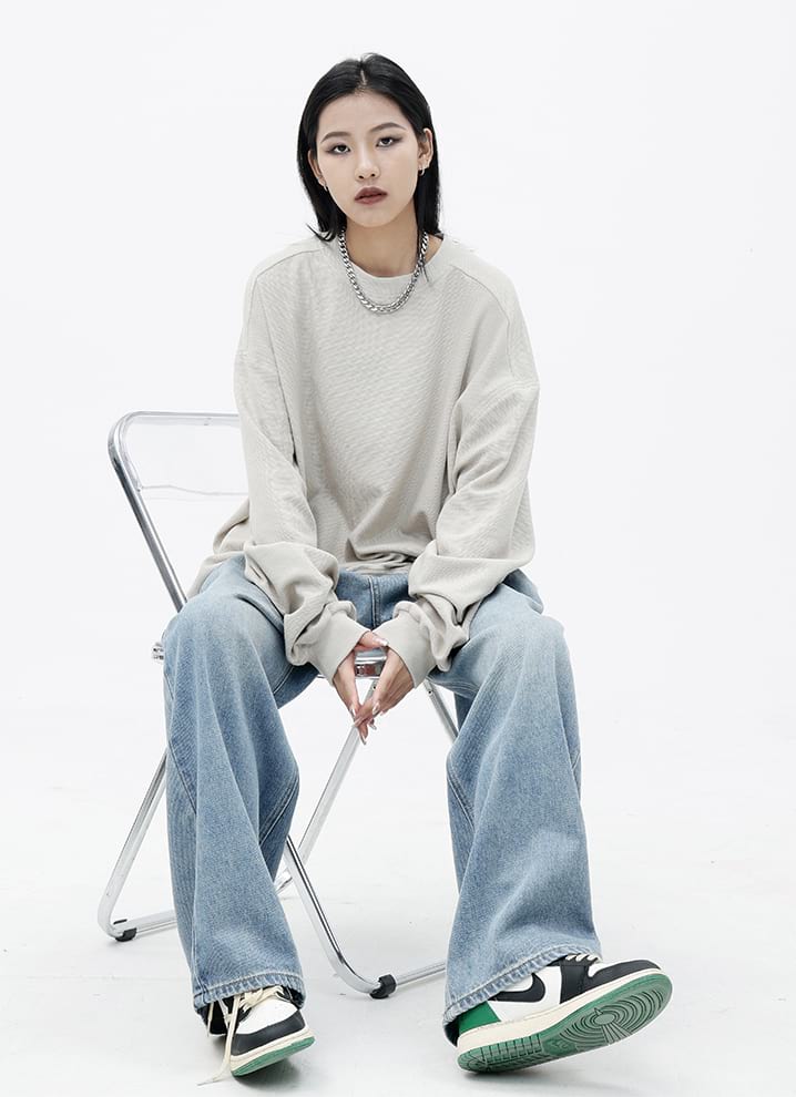 Oversized Waffle Textured Sweatshirt - Image 6