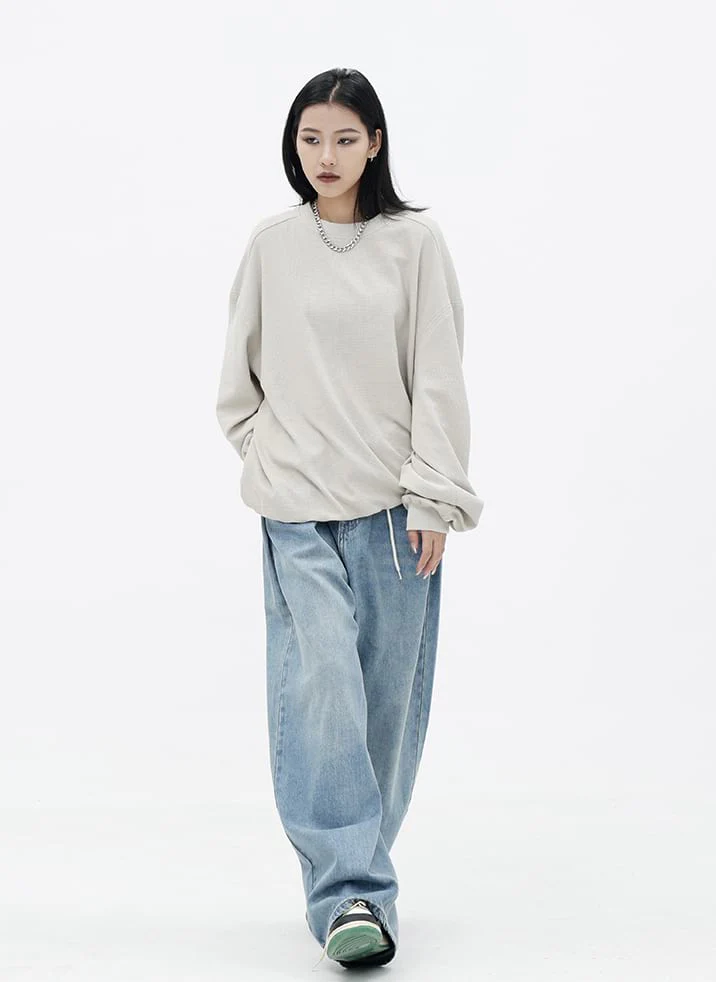 Oversized Waffle Textured Sweatshirt - Image 7