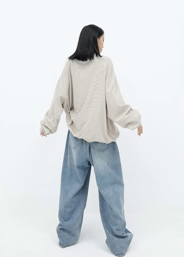 Oversized Waffle Textured Sweatshirt - Image 9