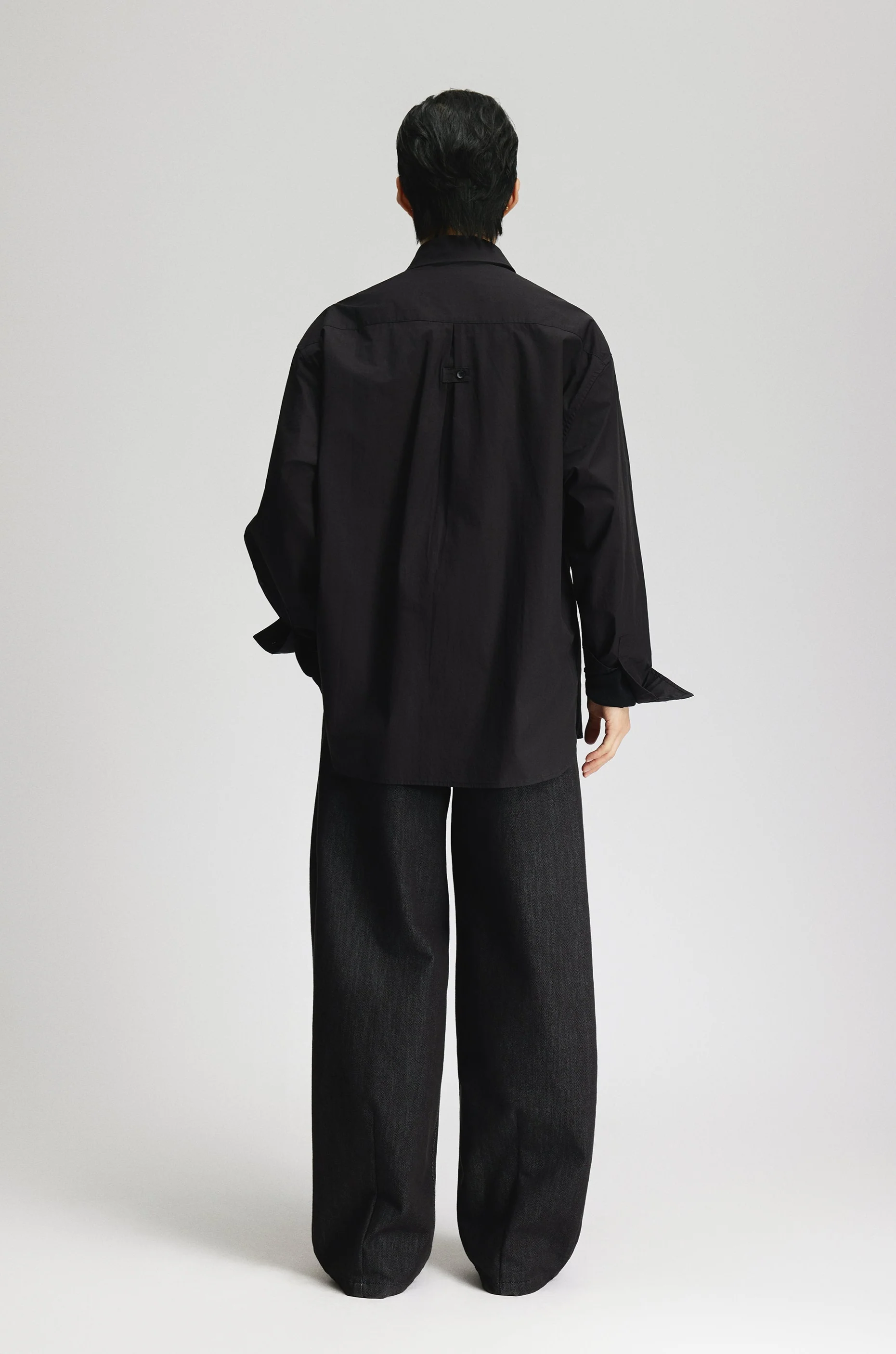 Oversized Wide-Fit Long Sleeve Button Shirt with Chest Pocket - Image 11