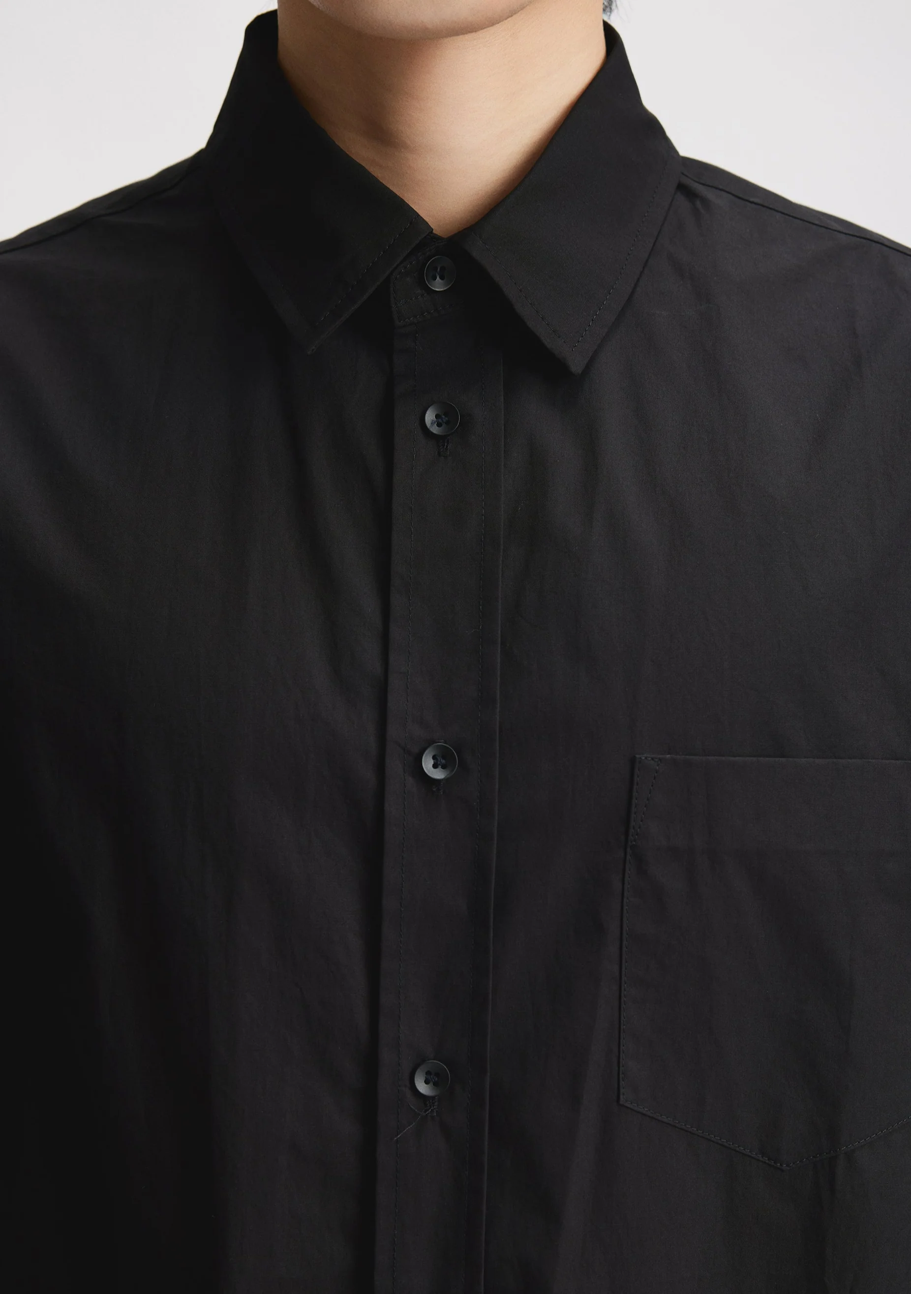 Oversized Wide-Fit Long Sleeve Button Shirt with Chest Pocket - Image 7