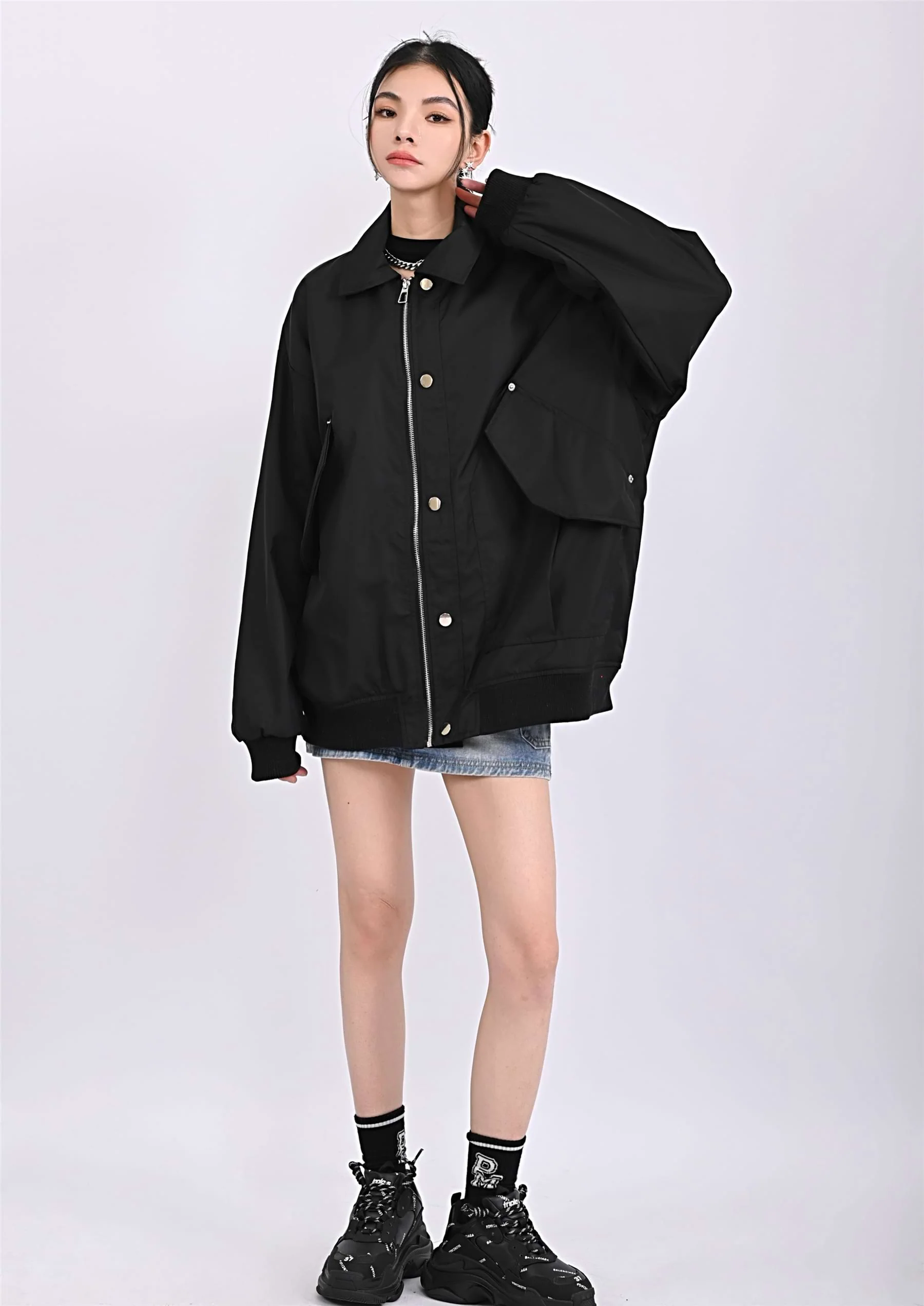 Oversized Zip Bomber Jacket - Image 12