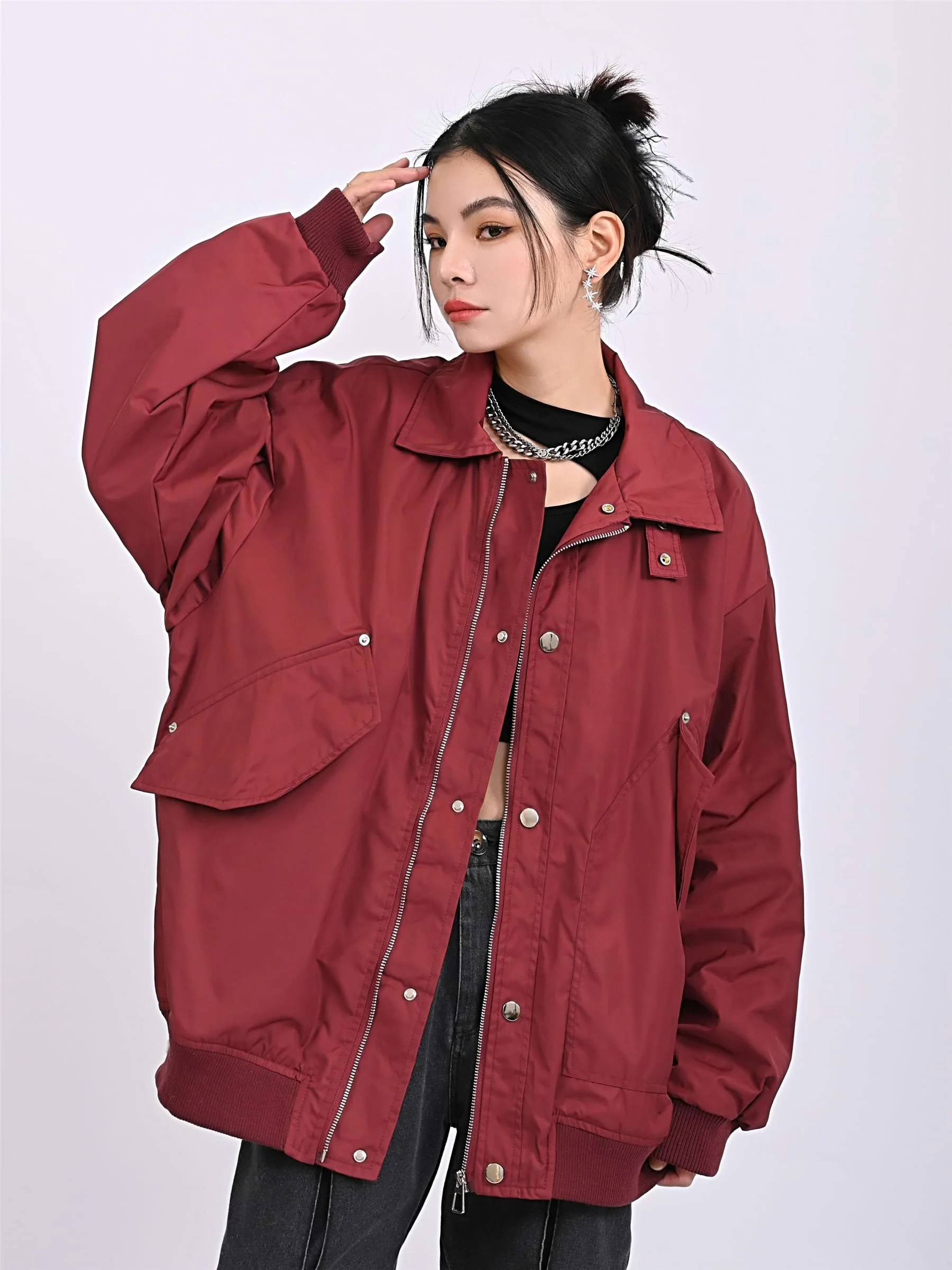 Oversized Zip Bomber Jacket - Image 3