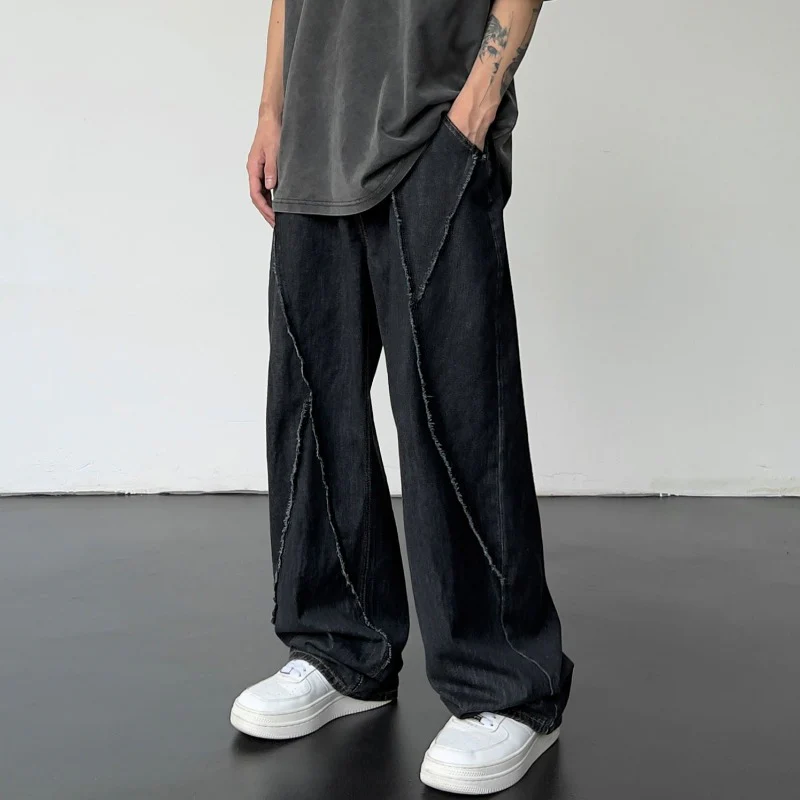 Patchwork Wide Leg Jeans - Image 4