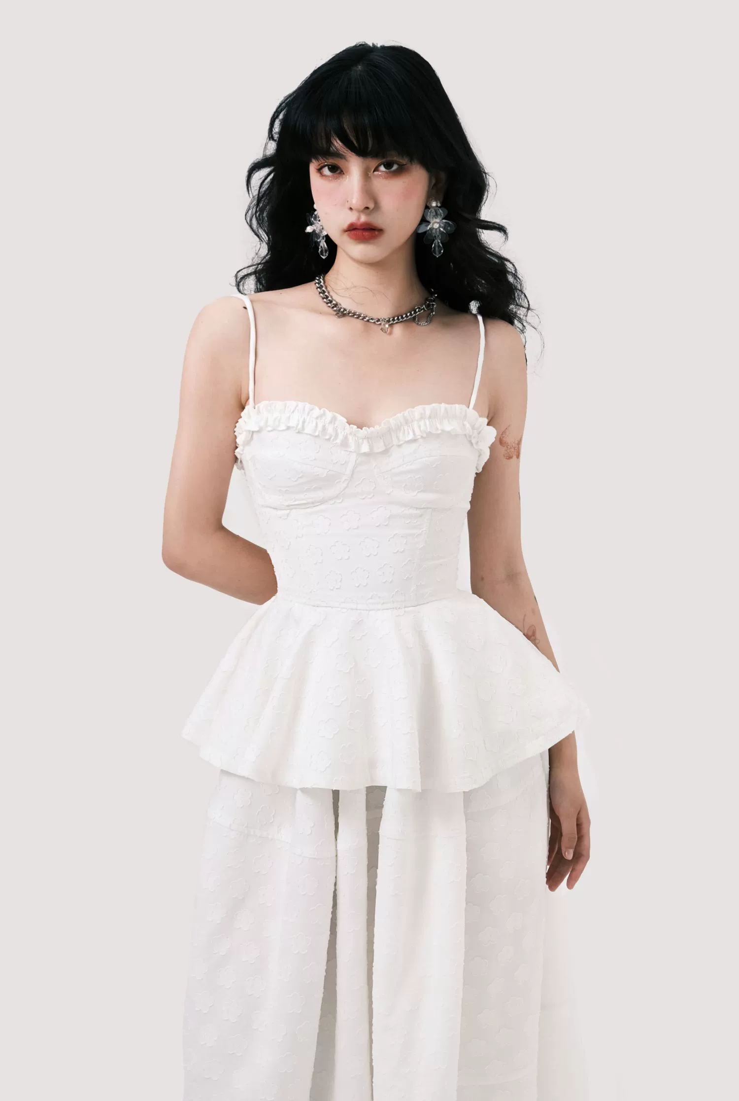 Peplum Top and Maxi Skirt Co-ord Set with Polka Dot Detail - Image 11