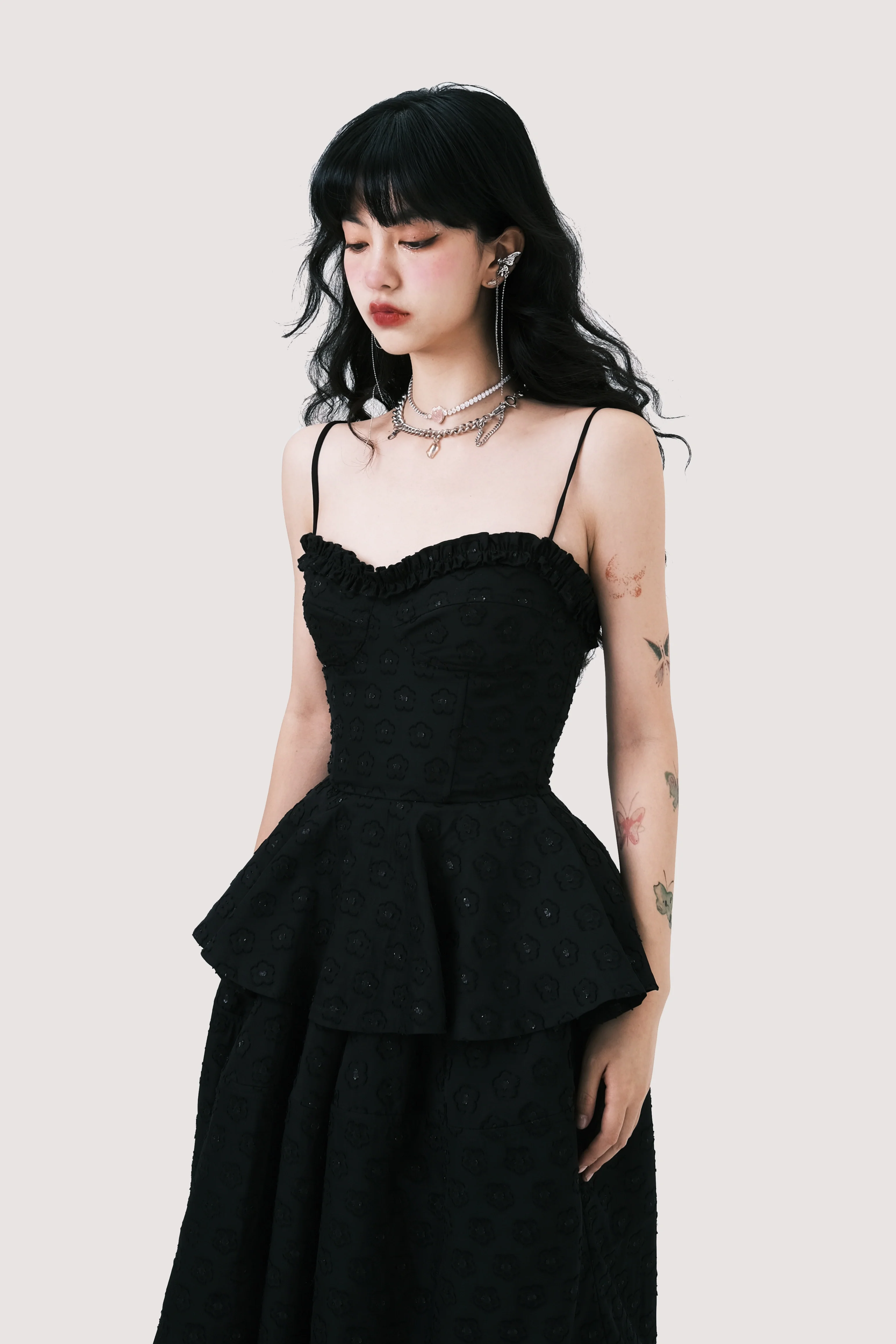 Peplum Top and Maxi Skirt Co-ord Set with Polka Dot Detail - Image 2