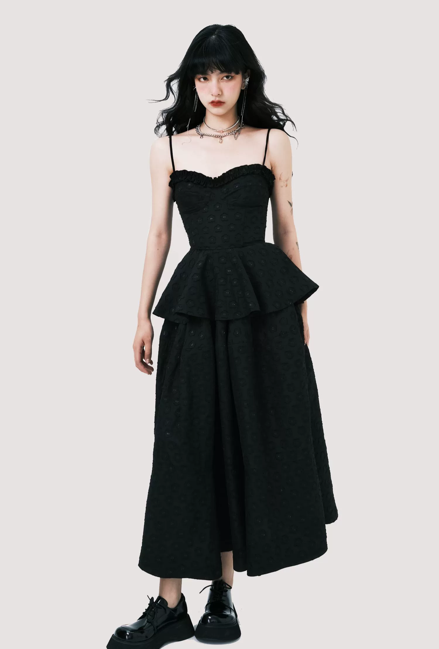 Peplum Top and Maxi Skirt Co-ord Set with Polka Dot Detail - Image 6