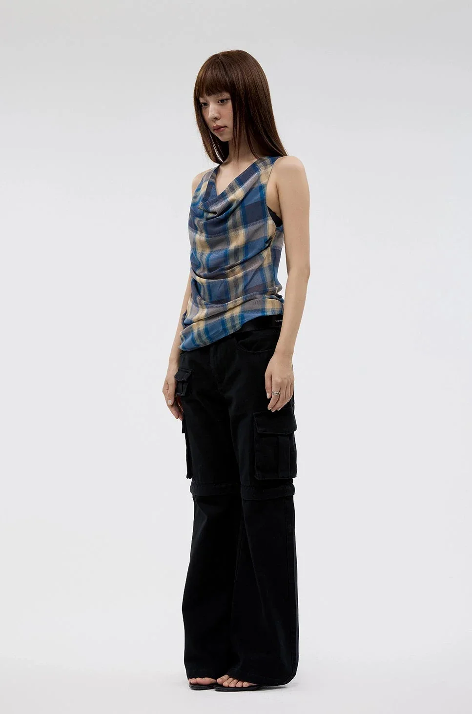 Plaid Cowl Neck Sleeveless Top - Image 13