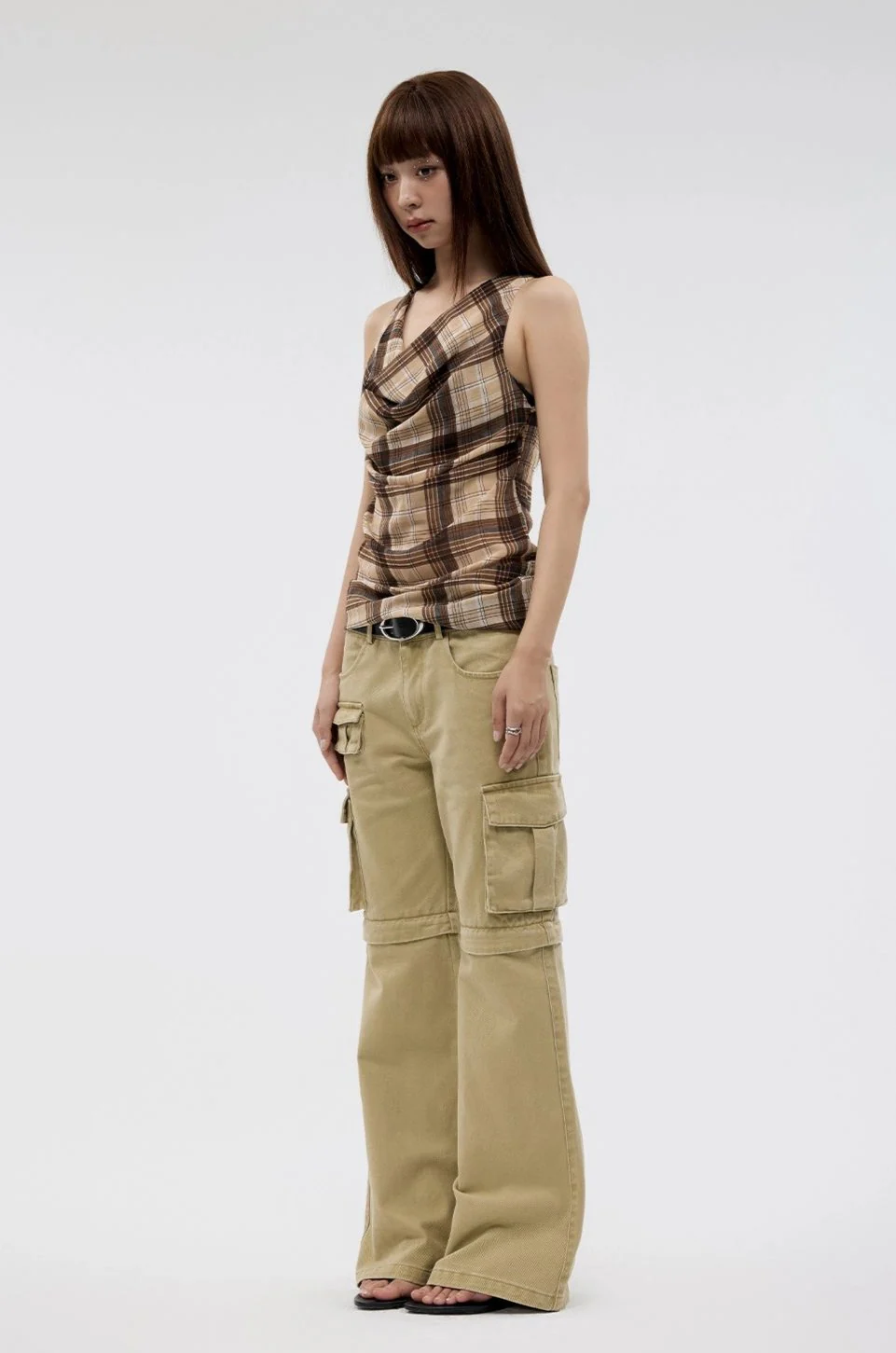 Plaid Cowl Neck Sleeveless Top - Image 5