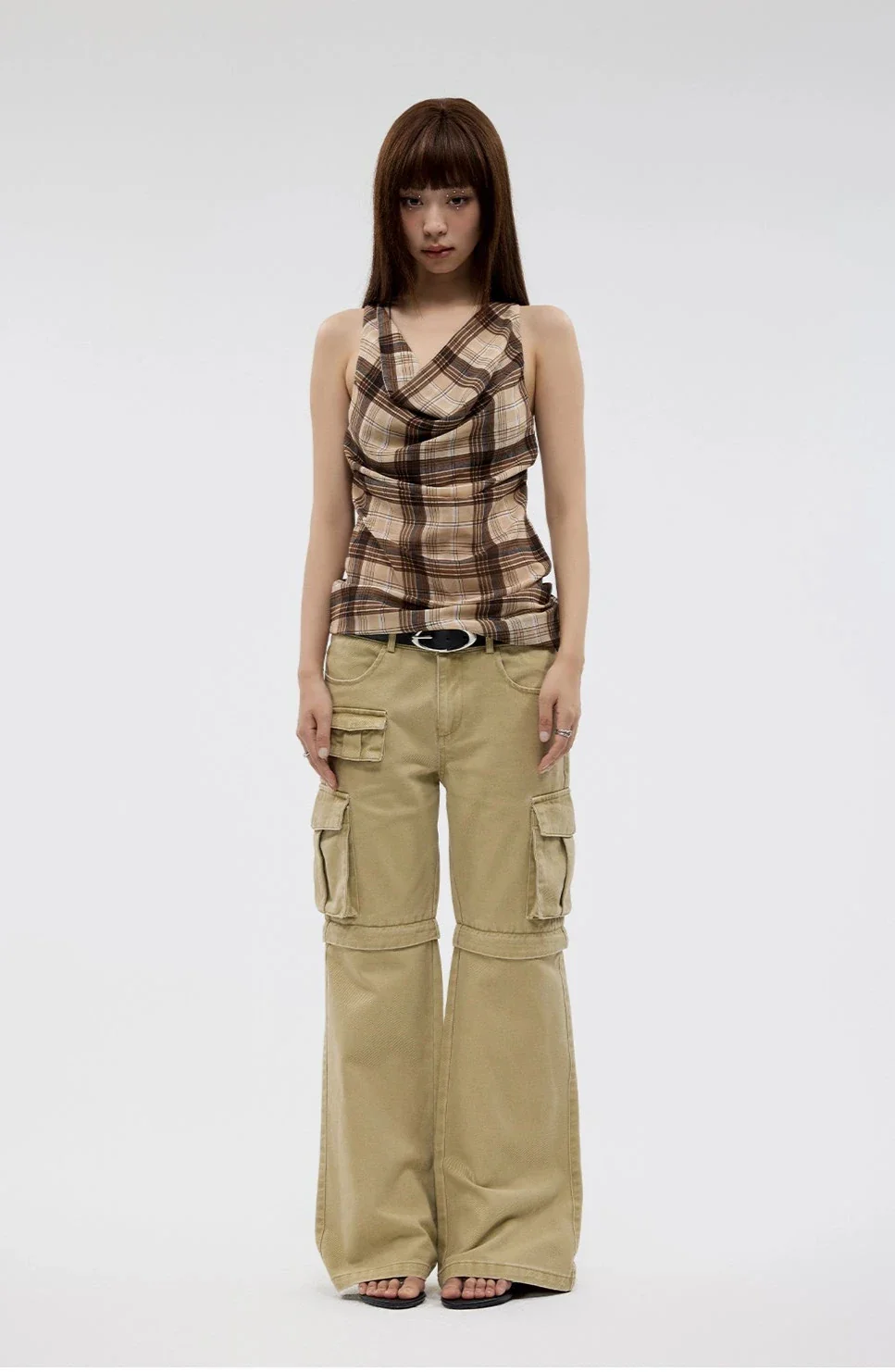 Plaid Cowl Neck Sleeveless Top - Image 7