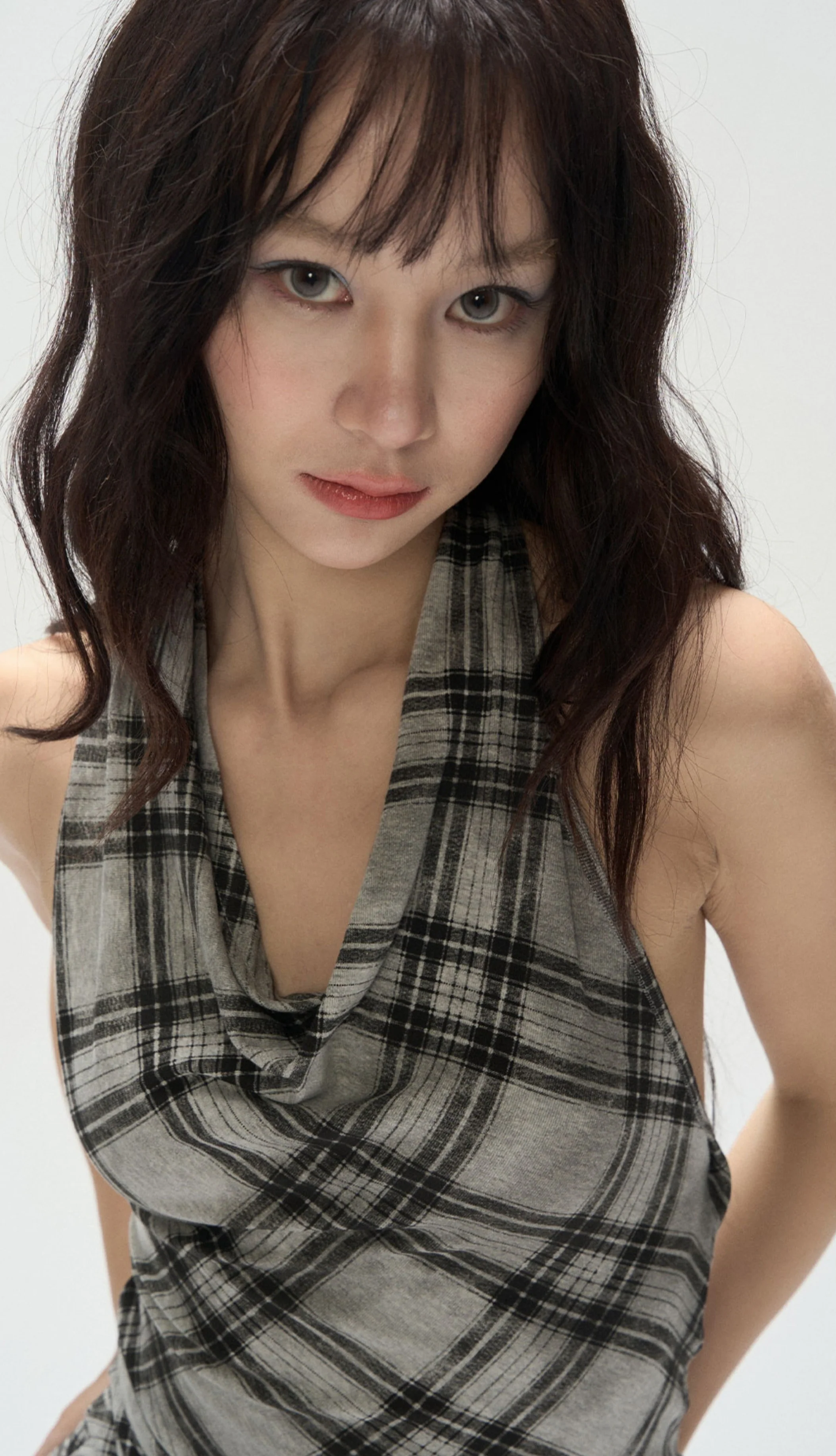 Plaid Drape Halter Neck Sleeveless Top - Image 5