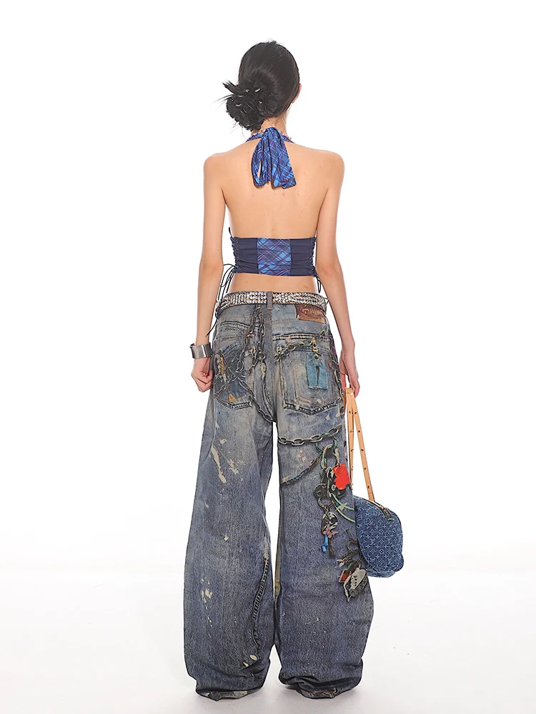 Plaid Halter Neck Crop Top with Side Lacing - Image 14