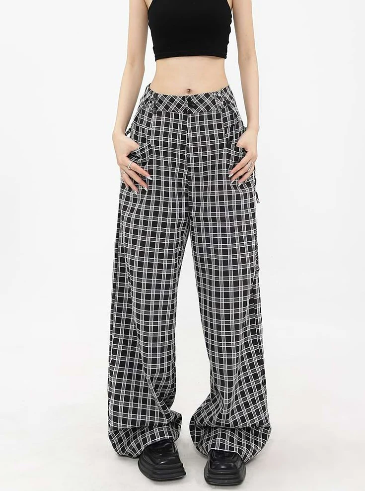 Plaid Wide Leg Pants