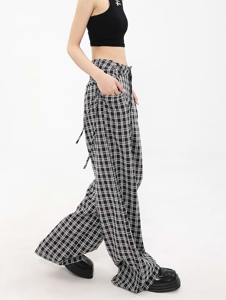 Plaid Wide Leg Pants - Image 3