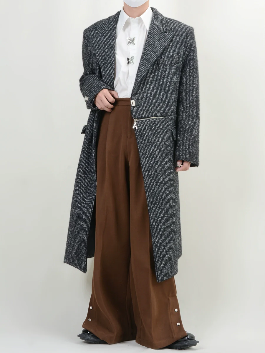 Pleated Button Hem Wide-Leg Trousers - Image 10