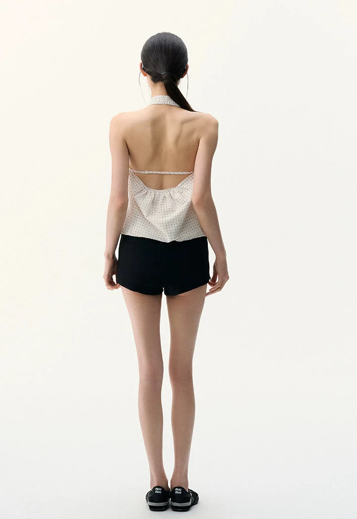 Polka Dot Halter Neck Cowl Top - Image 7