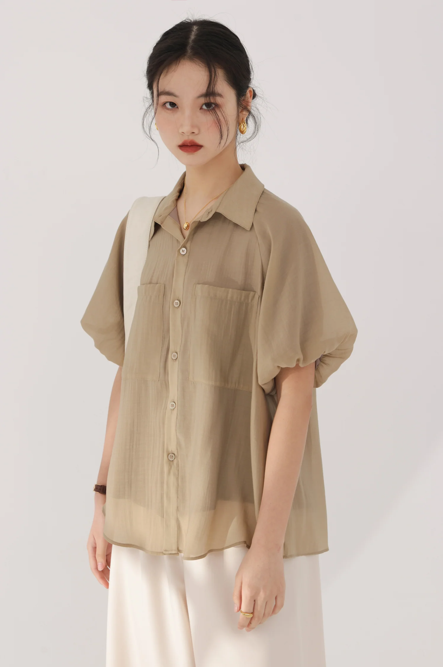 Puff Sleeve Button Top - Image 2
