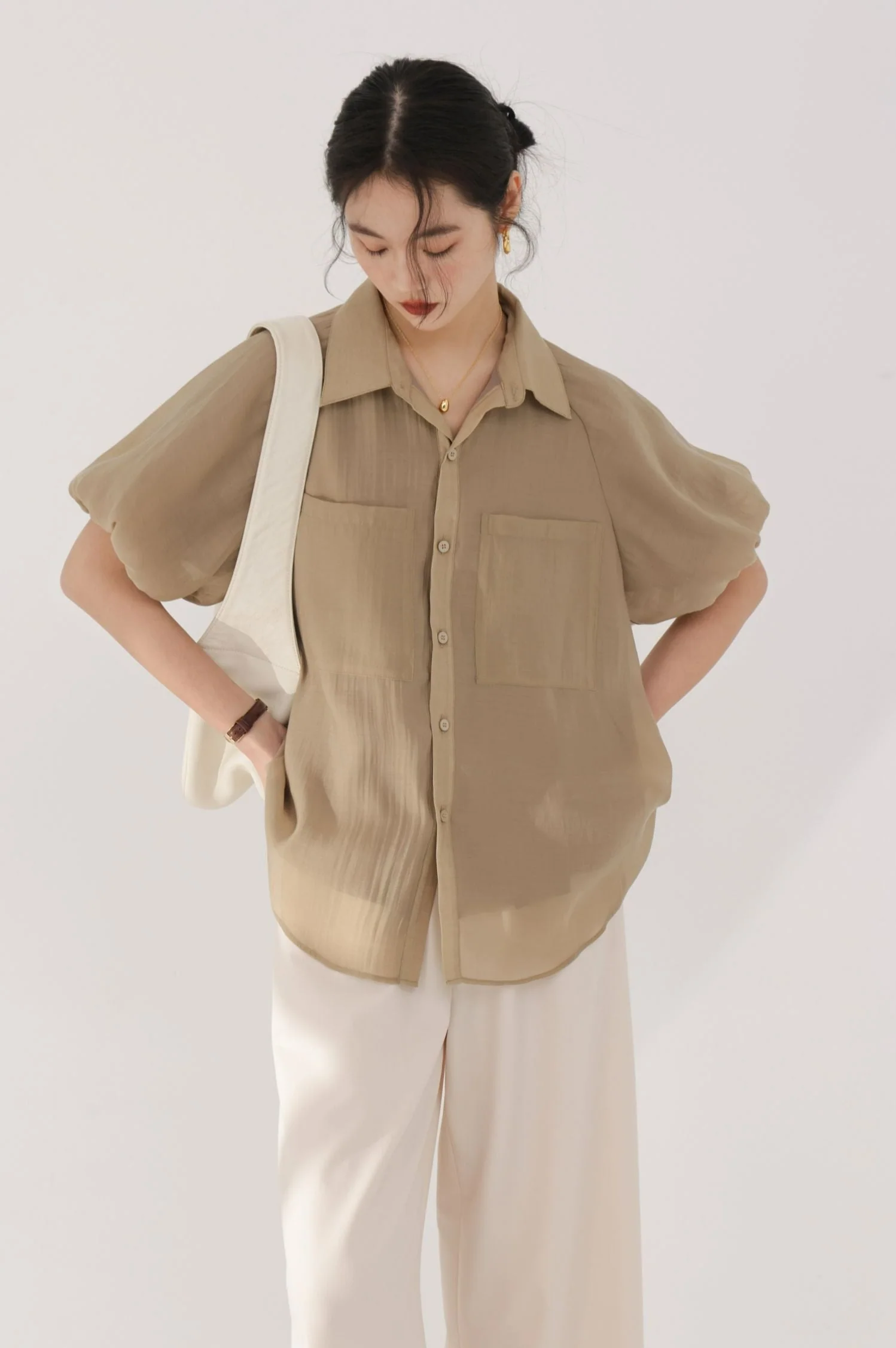 Puff Sleeve Button Top - Image 5