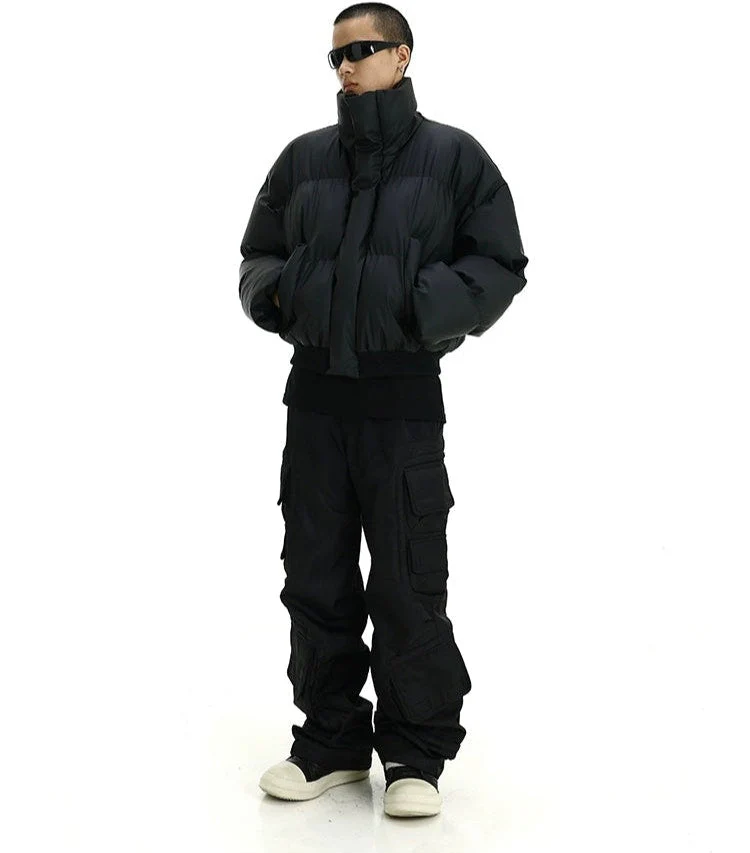 Puffer Jacket with High Collar and Cuffed Sleeves - Image 10