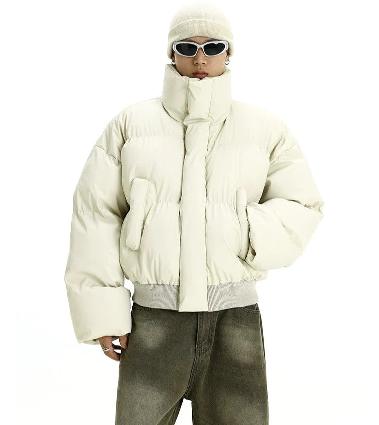 Puffer Jacket with High Collar and Cuffed Sleeves - Image 11