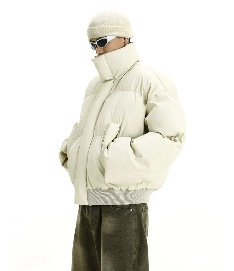 Puffer Jacket with High Collar and Cuffed Sleeves - Image 12