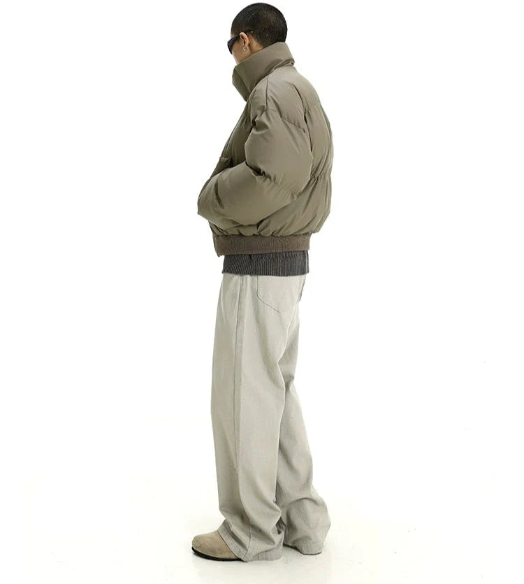 Puffer Jacket with High Collar and Cuffed Sleeves - Image 5