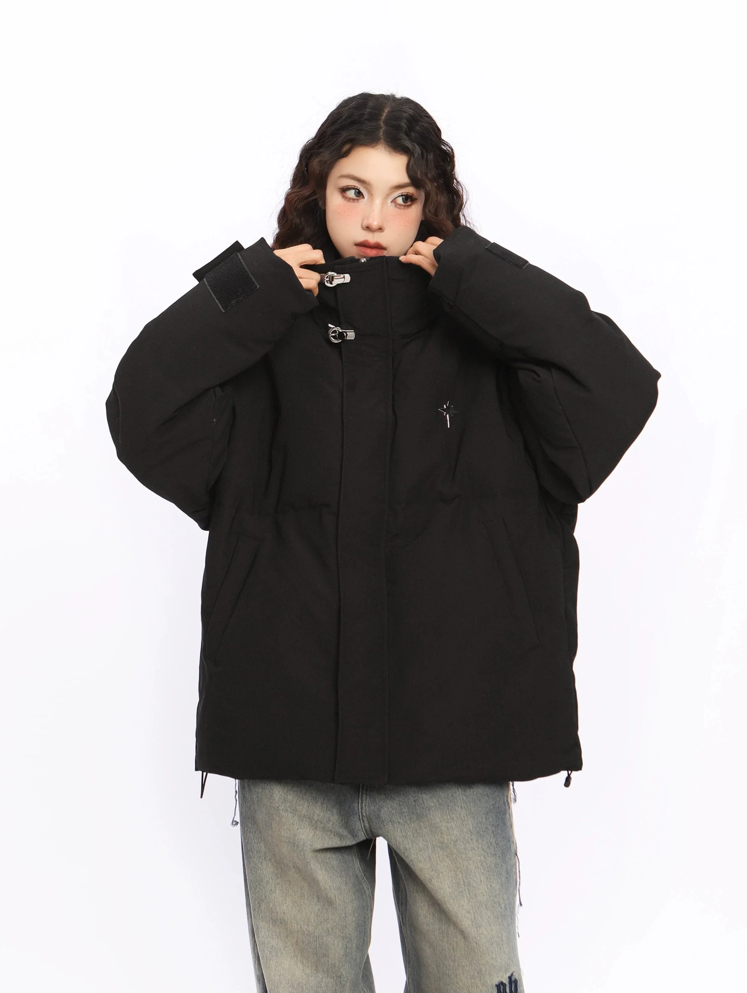 Puffer Jacket with High Collar Buckles Detail - Image 16