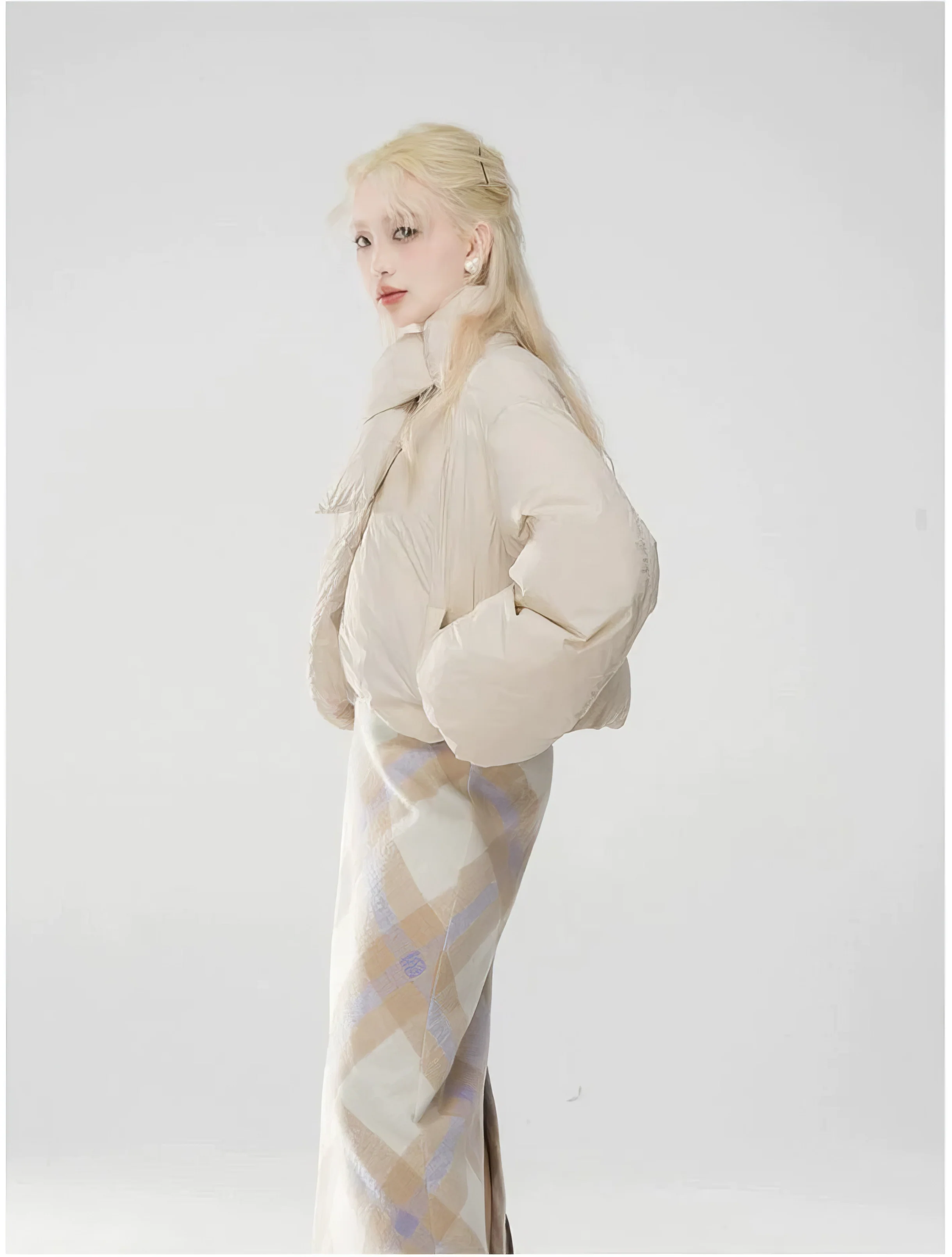 Puffer Wrap Scarf Collar Jacket - Image 3