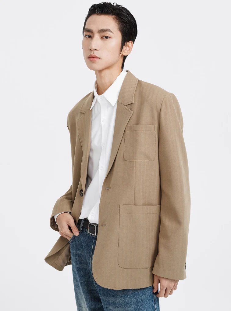 Relaxed Tailored Blazer with Multi Patch Pockets - Image 3